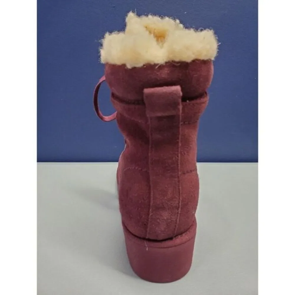 BEARPAW Phoebe Boots Womens 5 Girls 3 Purple Suede‎ Water Resistant Lace Up